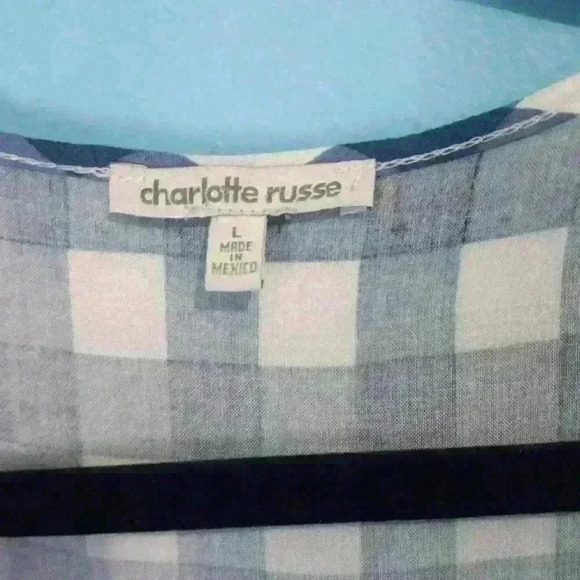 Charlotte Russe blue white, cottage, tie front,boho, festival, Prairie size L - Picture 2 of 6